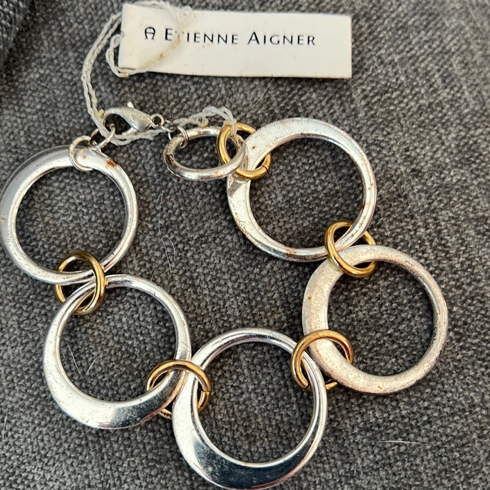 Vintage Etienne Aigner gold and silver bracelet